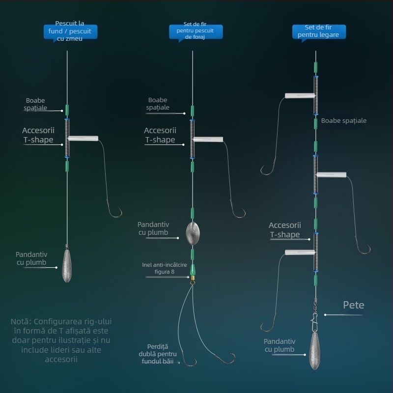 Accesorii de pescuit de tip T – conductă moale antiîncurcare, cataramă rapidă pentru cârlig, set de linie pentru undiță, seturi Jiangtuan și Kite | Brand Sichuan Products Company