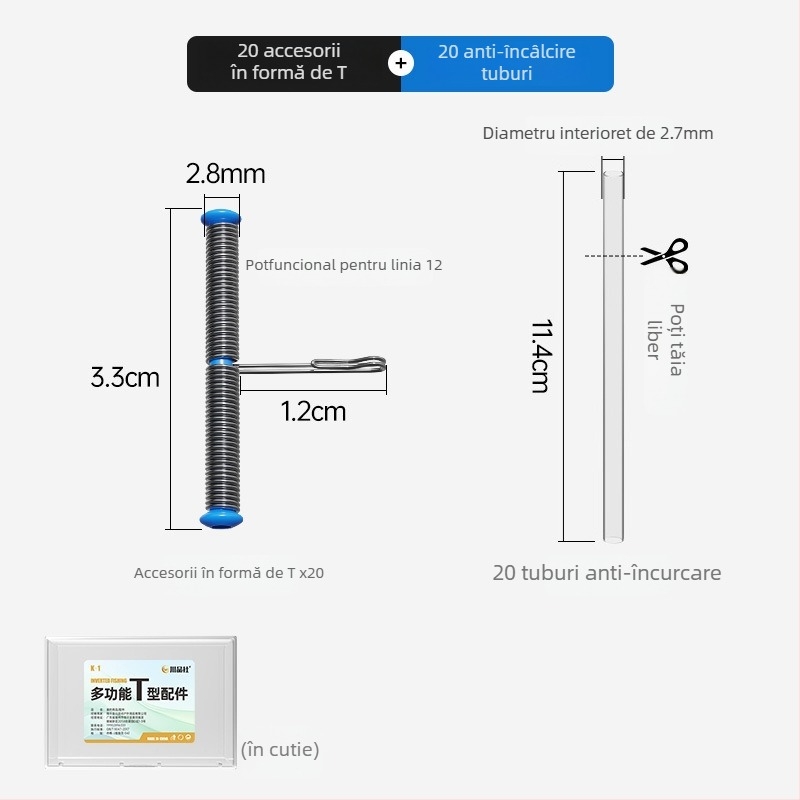 Accesorii de pescuit de tip T – conductă moale antiîncurcare, cataramă rapidă pentru cârlig, set de linie pentru undiță, seturi Jiangtuan și Kite | Brand Sichuan Products Company