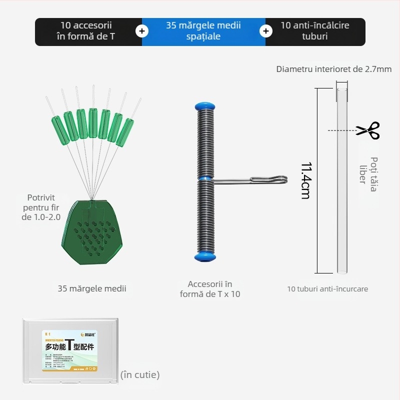 Accesorii de pescuit de tip T – conductă moale antiîncurcare, cataramă rapidă pentru cârlig, set de linie pentru undiță, seturi Jiangtuan și Kite | Brand Sichuan Products Company