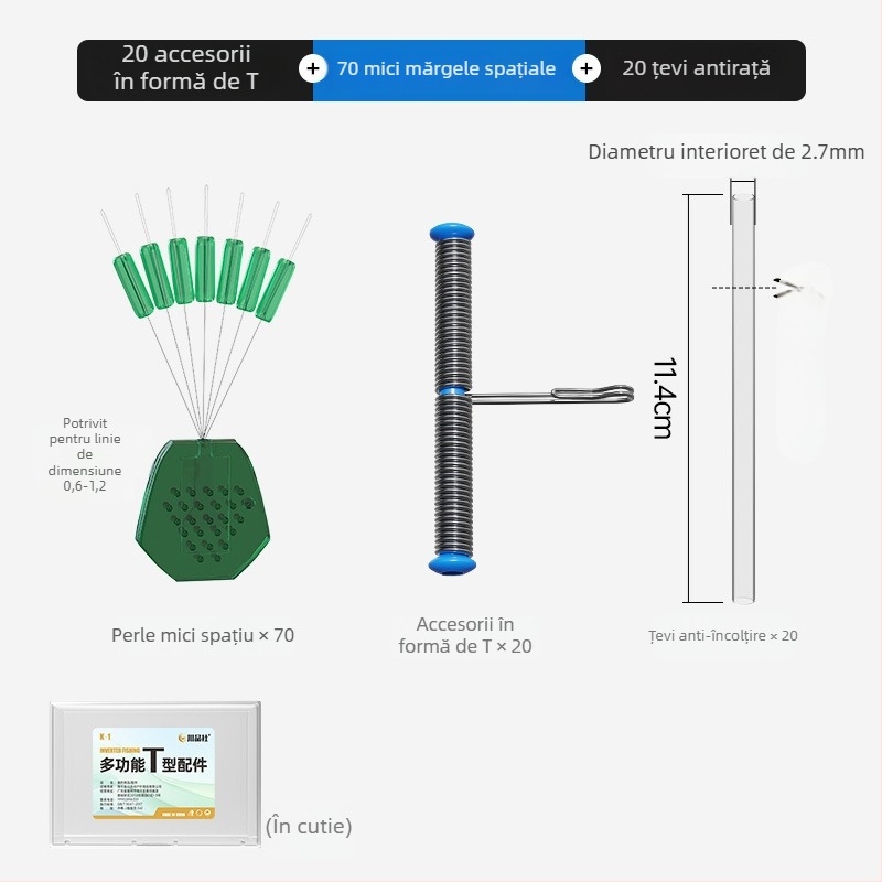 Accesorii de pescuit de tip T – conductă moale antiîncurcare, cataramă rapidă pentru cârlig, set de linie pentru undiță, seturi Jiangtuan și Kite | Brand Sichuan Products Company