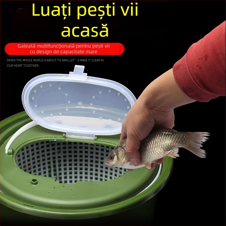 Găleată pentru pești vii cu pompă de oxigen – Multifuncțional, cu dublă stratificare, îngroșată