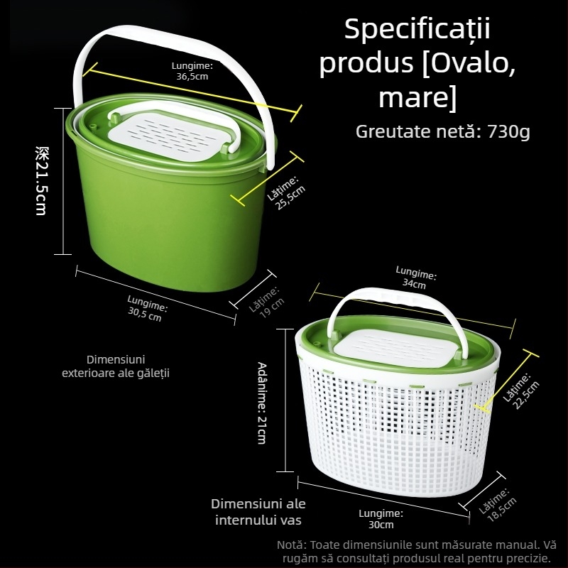 Găleată pentru pești vii cu pompă de oxigen – Multifuncțional, cu dublă stratificare, îngroșată