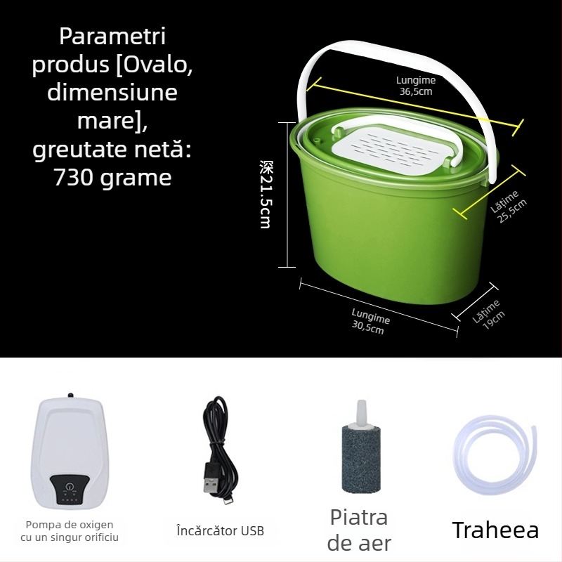 Găleată pentru pești vii cu pompă de oxigen – Multifuncțional, cu dublă stratificare, îngroșată