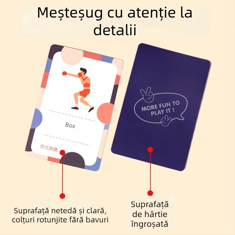 Carduri de joc de familie pentru reuniuni, antrenament interactiv de exprimare pentru copii 4–14 ani, cărți din hârtie, dezvoltă abilități vizuale, dezvoltare intelectuală și coordonare mână-ochi.