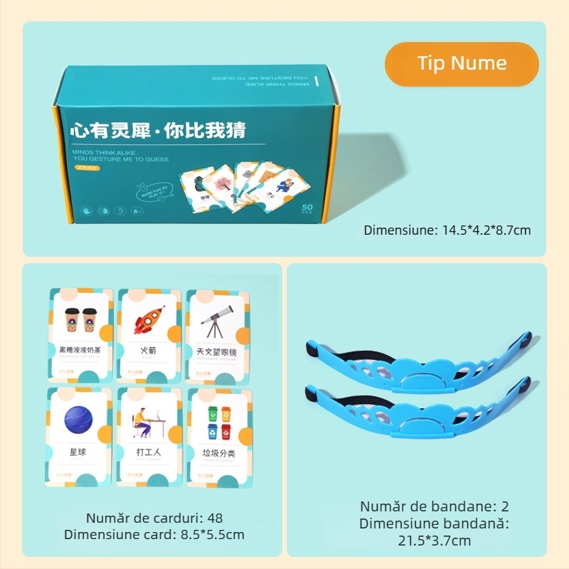 Carduri de joc de familie pentru reuniuni, antrenament interactiv de exprimare pentru copii 4–14 ani, cărți din hârtie, dezvoltă abilități vizuale, dezvoltare intelectuală și coordonare mână-ochi.