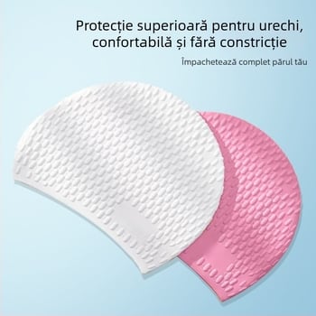 Șapcă de înot din silicon pentru adulți, formă de picătură de apă, design cu bule mărite, ultra-elastică, protecție impermeabilă pentru urechi, protecție pentru păr lung
