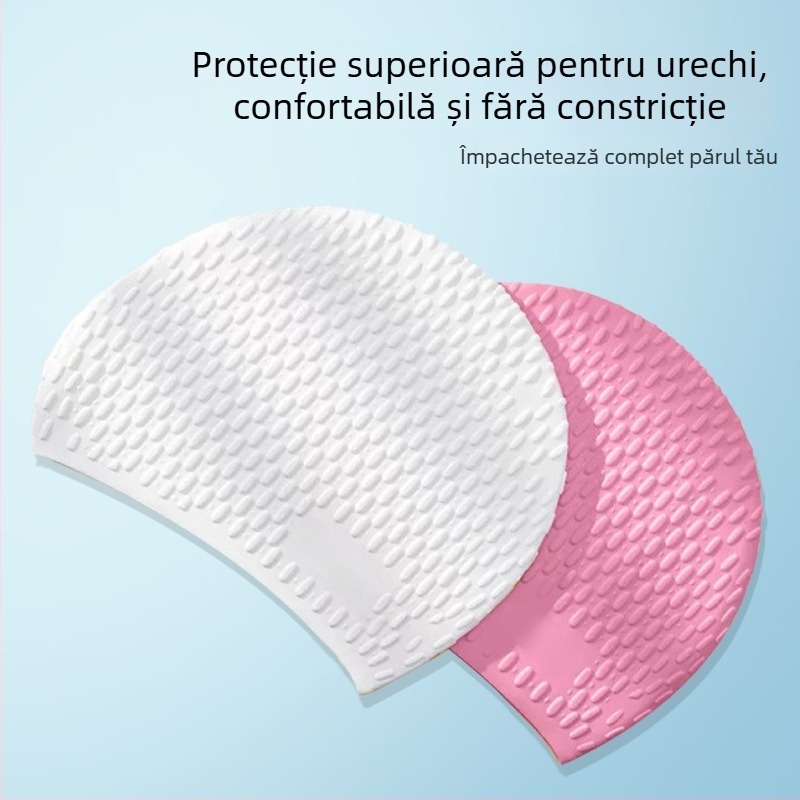 Șapcă de înot din silicon pentru adulți, formă de picătură de apă, design cu bule mărite, ultra-elastică, protecție impermeabilă pentru urechi, protecție pentru păr lung