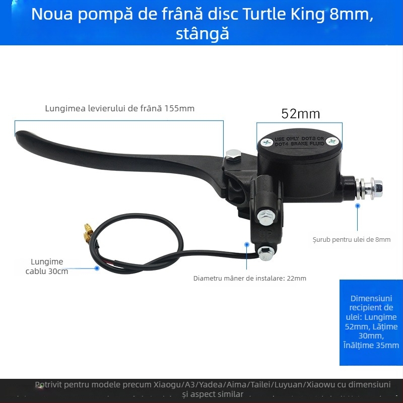 Pompa superioară pentru frâne cu disc, din aluminiu, diametru 22 mm, Mojielong, compatibilă cu frâne față și spate
