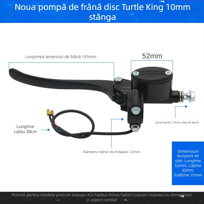 Pompa superioară pentru frâne cu disc, din aluminiu, diametru 22 mm, Mojielong, compatibilă cu frâne față și spate