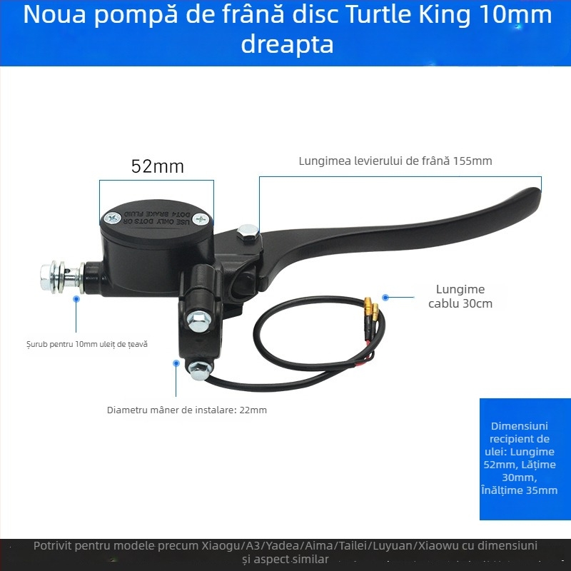 Pompa superioară pentru frâne cu disc, din aluminiu, diametru 22 mm, Mojielong, compatibilă cu frâne față și spate