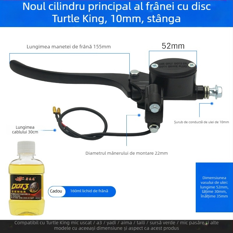 Pompa superioară pentru frâne cu disc, din aluminiu, diametru 22 mm, Mojielong, compatibilă cu frâne față și spate