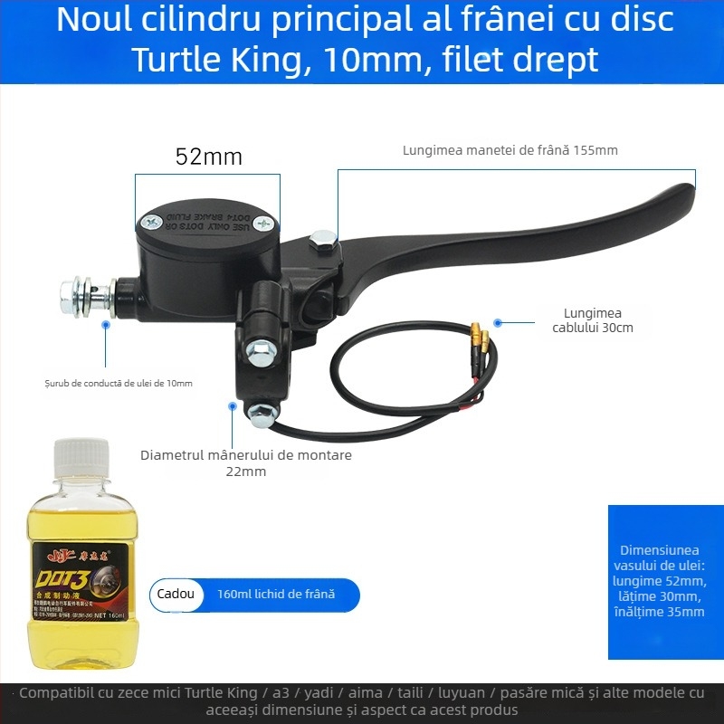 Pompa superioară pentru frâne cu disc, din aluminiu, diametru 22 mm, Mojielong, compatibilă cu frâne față și spate