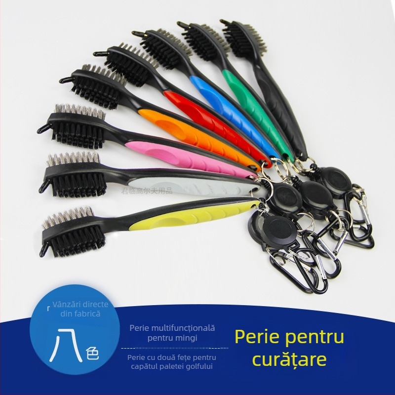 Perie pentru mingi de golf, perie dublă din nailon, imprimare logo și personalizare, accesorii pentru golf