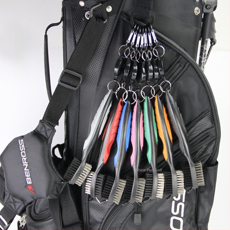 Perie pentru mingi de golf, perie dublă din nailon, imprimare logo și personalizare, accesorii pentru golf