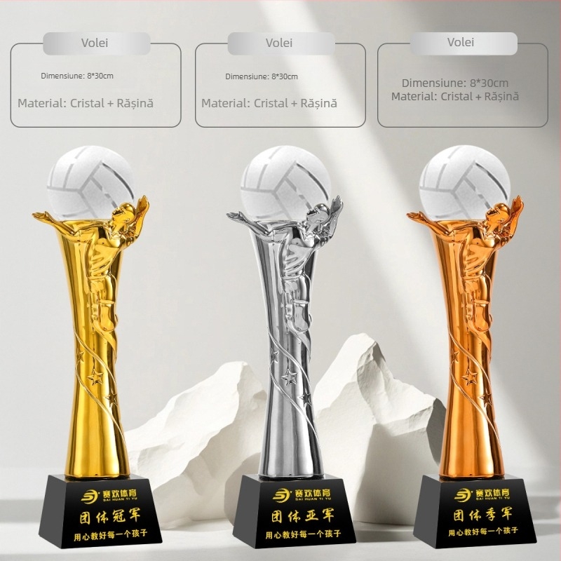Trofeu sportiv – rășină, logo personalizabil, brand Shadow Crystal Fantasy Dust, ideal pentru premii, cadouri corporatiste și decor