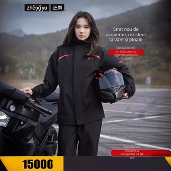 Set impermeabil divizat pentru motocicletă/e-bike, cu design reflectorizant, pantaloni de ploaie pentru adulți, țesătură Chunya Spinning, acoperire PVC, imprimare logo disponibil