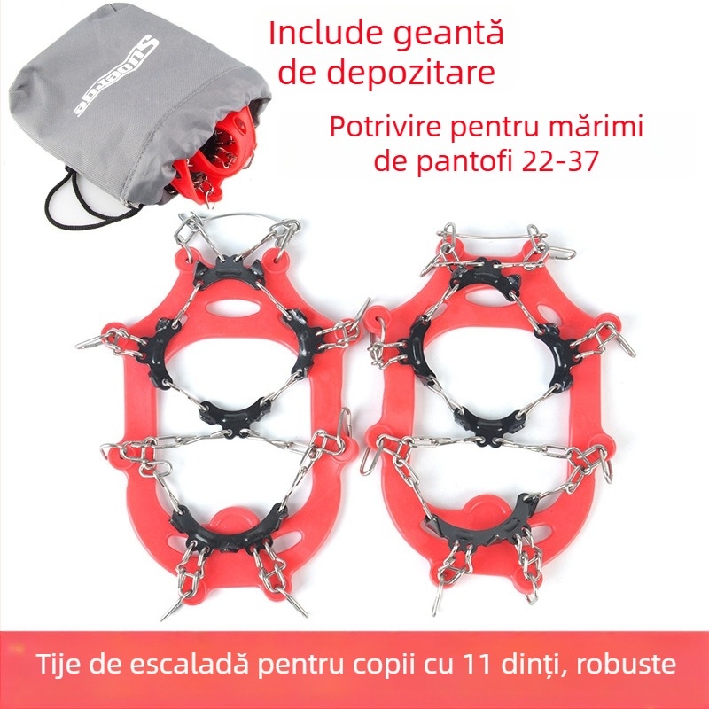 Capace anti-alunecare pentru încălțăminte cu gheară de zăpadă de 11 din oțel inoxidabil, Mount Rock
