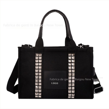 Geantă Tote din PU – închidere cu fermoar, căptușeală din canvas, formă orizontal pătrată, buzunar pentru telefon, curea de umăr simplă