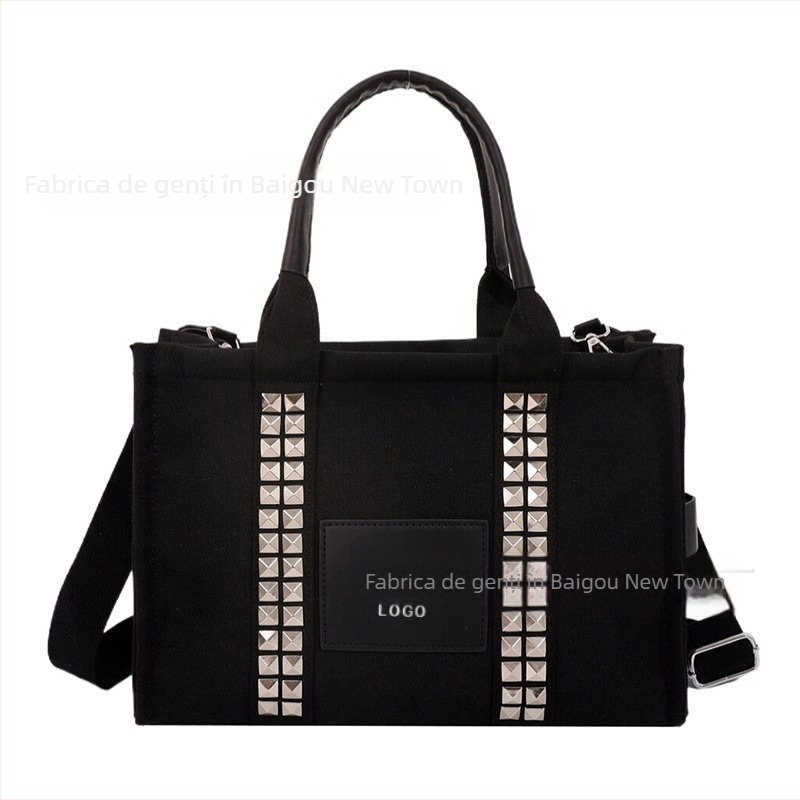 Geantă Tote din PU – închidere cu fermoar, căptușeală din canvas, formă orizontal pătrată, buzunar pentru telefon, curea de umăr simplă