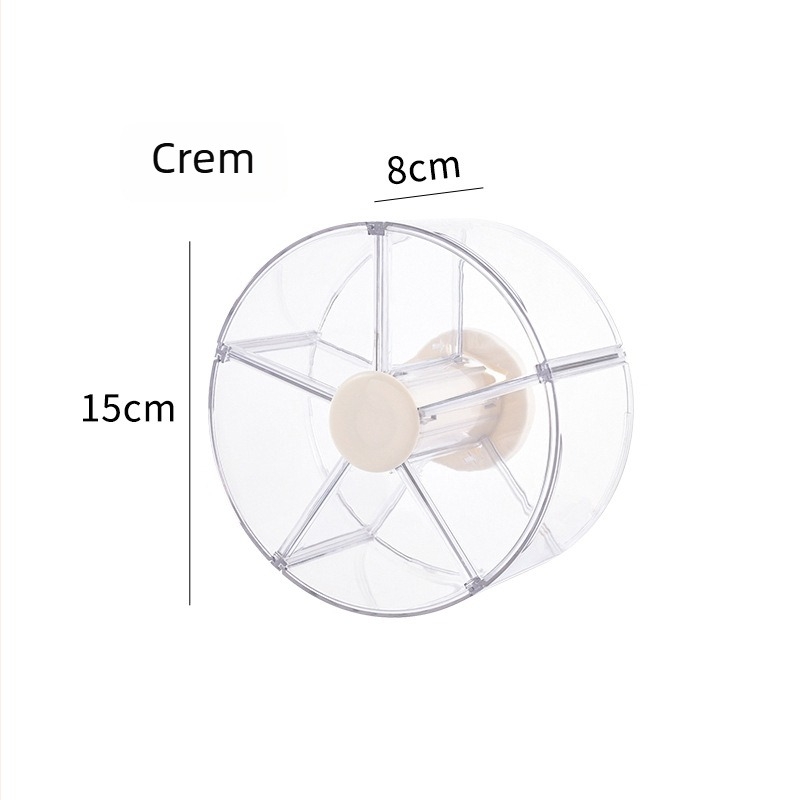 Cutie de depozitare pentru produse cosmetice cu organizator rotativ pentru masă de machiaj – din plastic, stil modern minimalist, protecție împotriva prafului