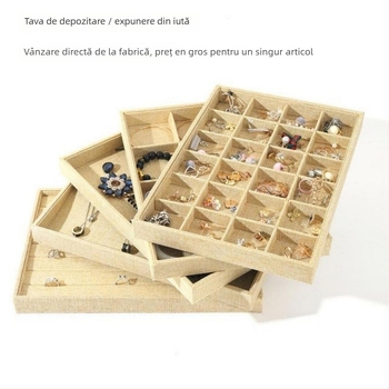 Tavă de expunere pentru inele și bijuterii — ABS, căptușeală de catifea, un singur nivel, design de lux, execuție prin îmbinare