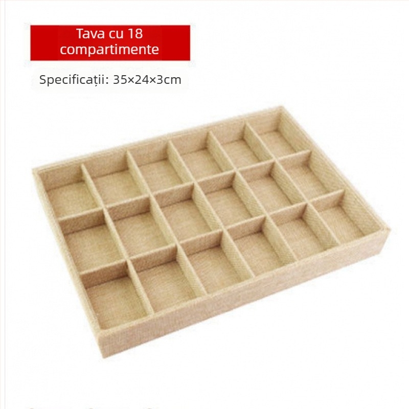 Tavă de expunere pentru inele și bijuterii — ABS, căptușeală de catifea, un singur nivel, design de lux, execuție prin îmbinare