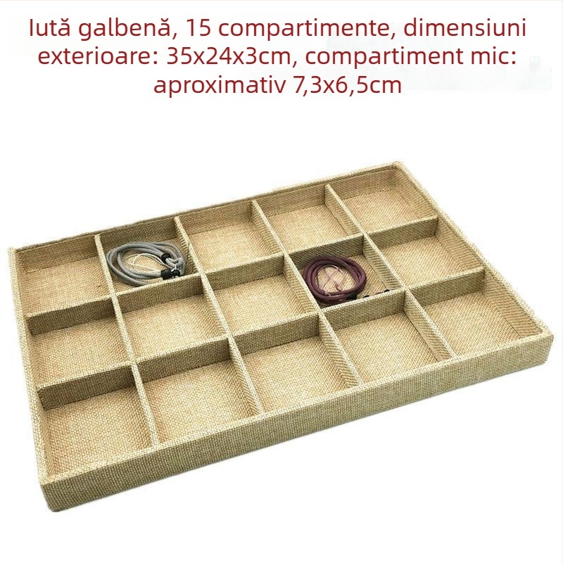 Tavă de expunere pentru inele și bijuterii — ABS, căptușeală de catifea, un singur nivel, design de lux, execuție prin îmbinare