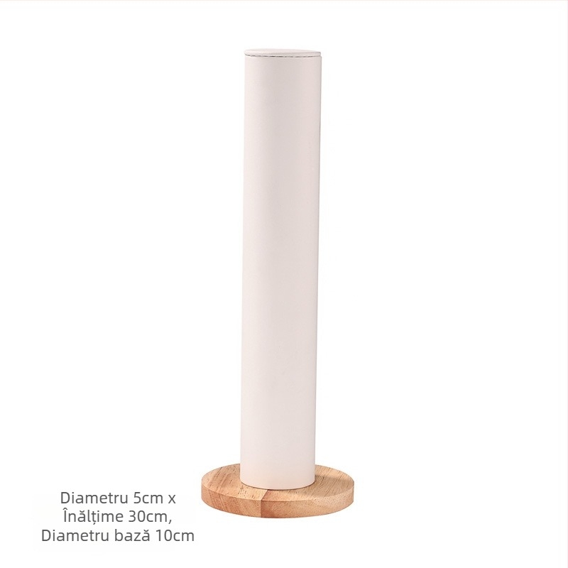 Suport cilindric vertical pentru accesorii de păr, lemn solid, un singur nivel, design elegant