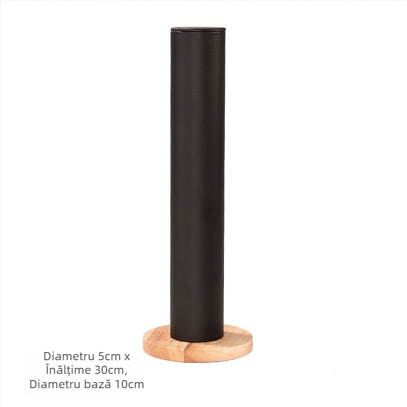Suport cilindric vertical pentru accesorii de păr, lemn solid, un singur nivel, design elegant