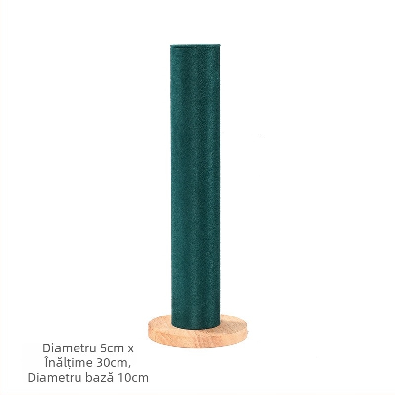 Suport cilindric vertical pentru accesorii de păr, lemn solid, un singur nivel, design elegant