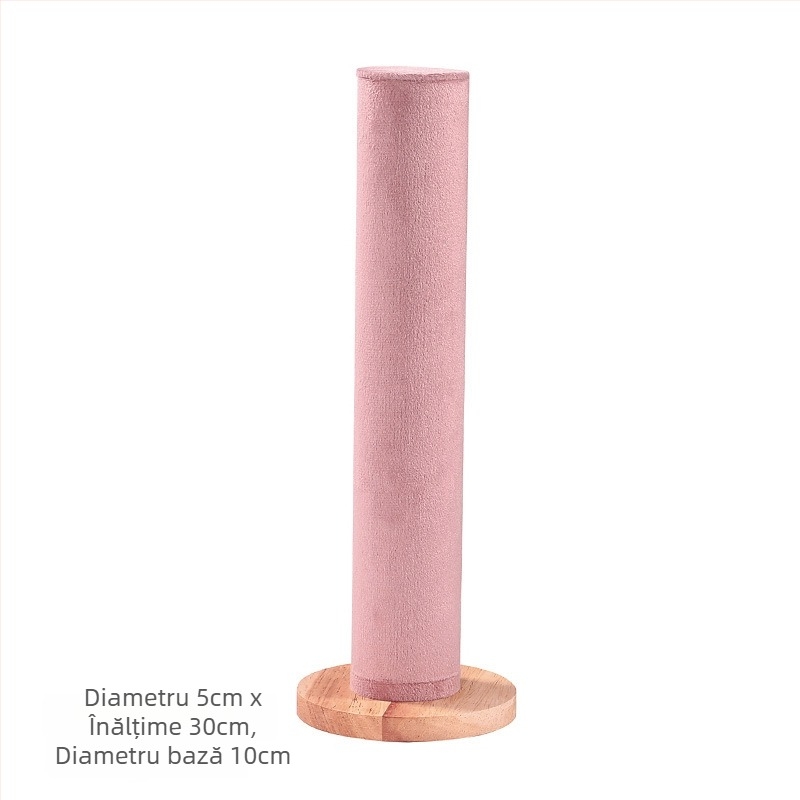 Suport cilindric vertical pentru accesorii de păr, lemn solid, un singur nivel, design elegant