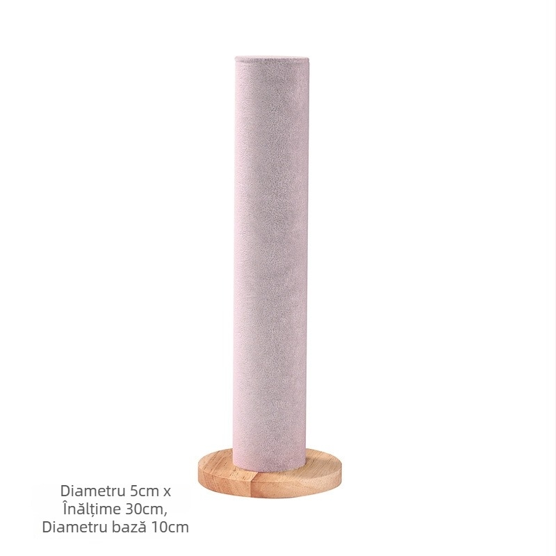 Suport cilindric vertical pentru accesorii de păr, lemn solid, un singur nivel, design elegant