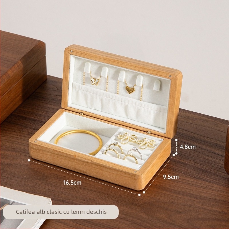 Cutie din lemn pentru bijuterii, stil japonez, model cu fibră lemnoasă, capacitate 0,7 litri, greutate 0,3 kg, personalizabilă