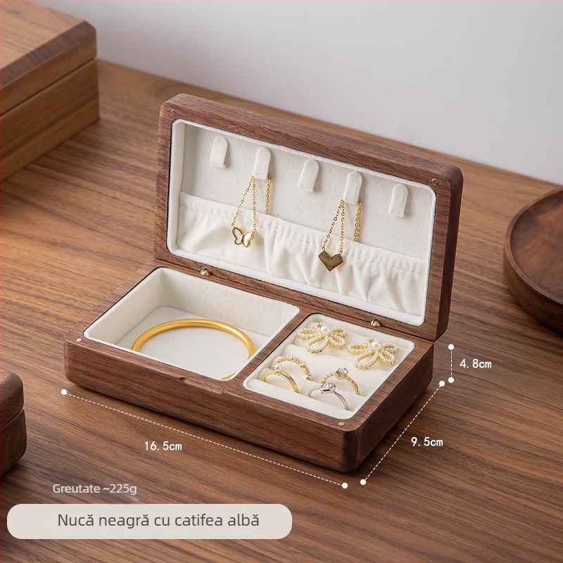 Cutie din lemn pentru bijuterii, stil japonez, model cu fibră lemnoasă, capacitate 0,7 litri, greutate 0,3 kg, personalizabilă