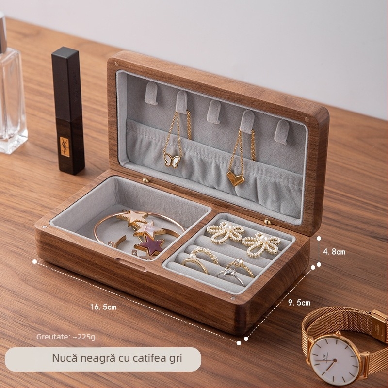 Cutie din lemn pentru bijuterii, stil japonez, model cu fibră lemnoasă, capacitate 0,7 litri, greutate 0,3 kg, personalizabilă
