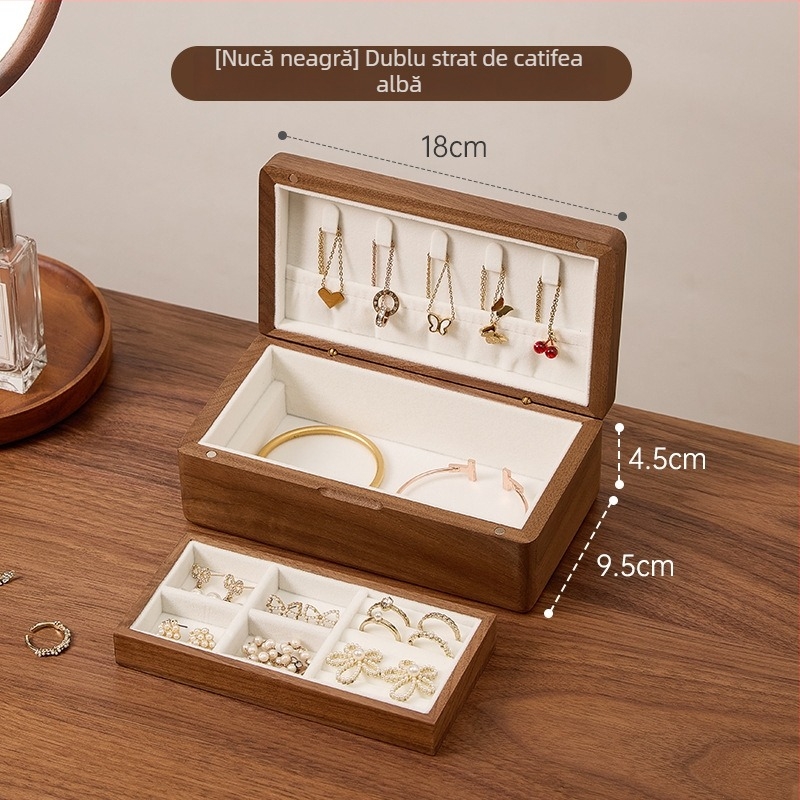 Cutie din lemn pentru bijuterii, stil japonez, model cu fibră lemnoasă, capacitate 0,7 litri, greutate 0,3 kg, personalizabilă