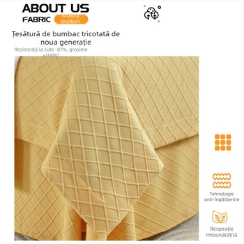 Cuvertură de pat - set de patru piese, cu model geometric, din fibre de bambus, imprimare și vopsire reactive