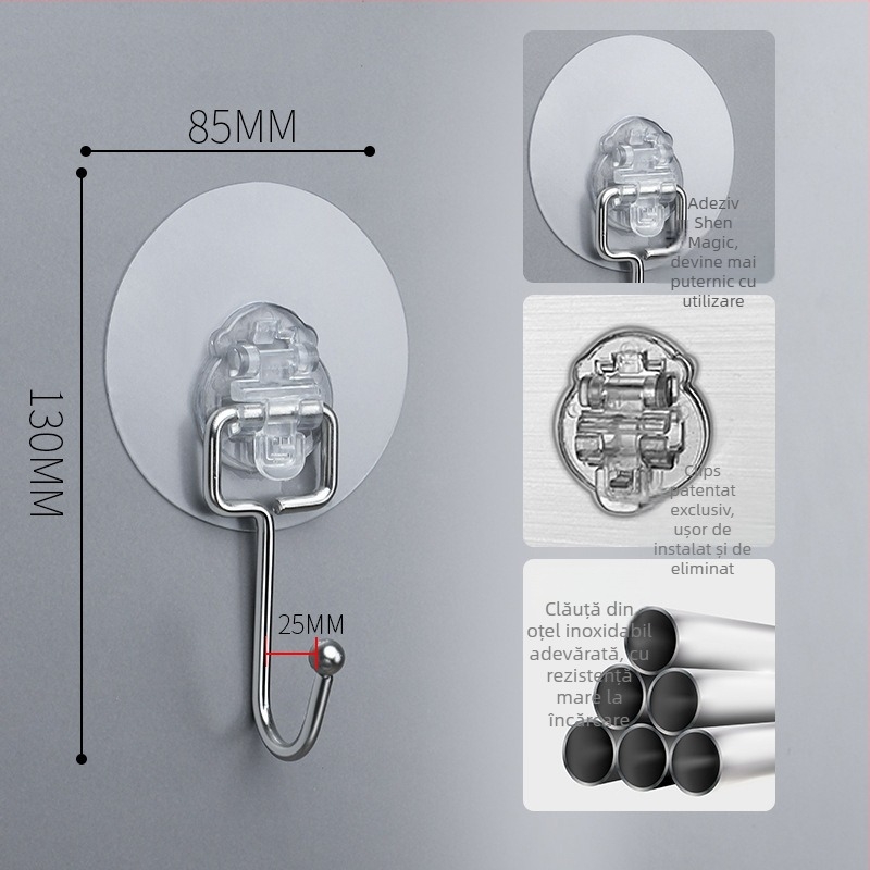 Cuier universal din oțel inoxidabil, design cu mai multe rânduri, stil modern minimalist, încărcare 1–3 kg