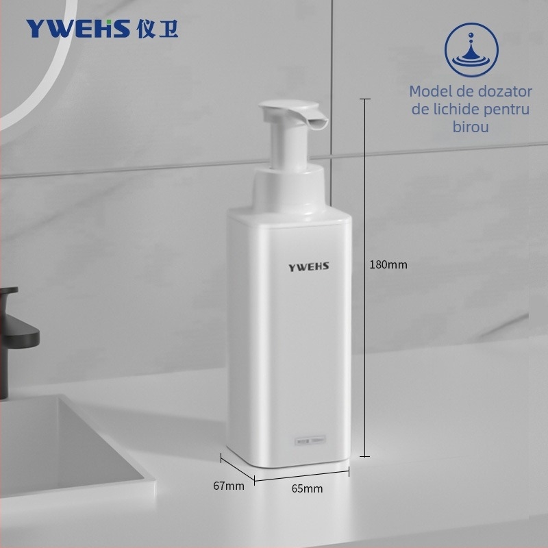 Duzator de săpun montat pe perete pentru baie de hotel – dozator de spumă cu acționare prin apăsare, ABS, 600 g, turnare prin injecție, stil lux ușor