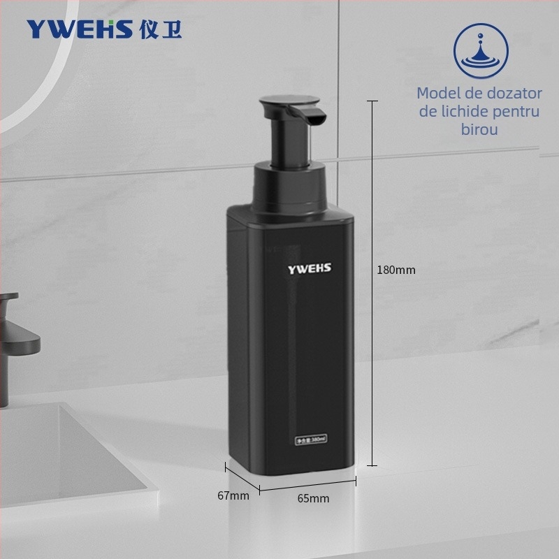 Duzator de săpun montat pe perete pentru baie de hotel – dozator de spumă cu acționare prin apăsare, ABS, 600 g, turnare prin injecție, stil lux ușor