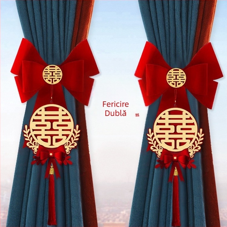 Ghirlandă decor pentru perdea de nuntă – țesătură nețesută, Snow Top, cuvinte de fericire, fără import