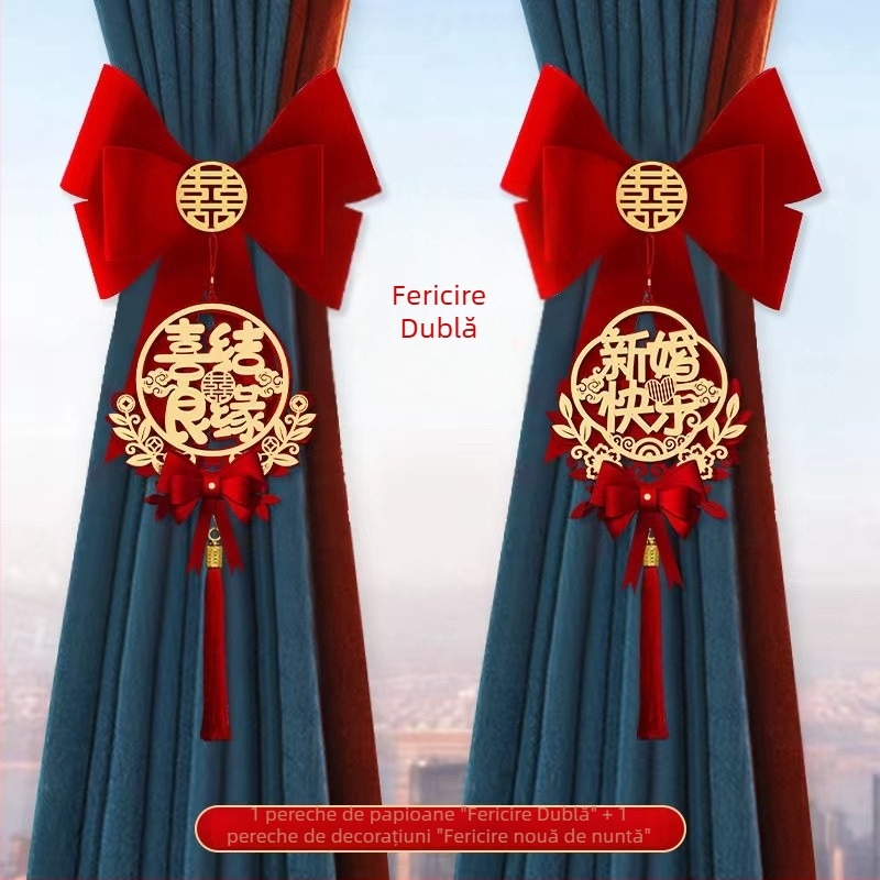 Ghirlandă decor pentru perdea de nuntă – țesătură nețesută, Snow Top, cuvinte de fericire, fără import