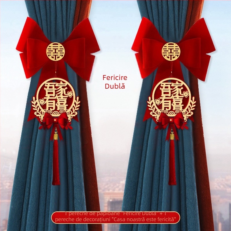 Ghirlandă decor pentru perdea de nuntă – țesătură nețesută, Snow Top, cuvinte de fericire, fără import