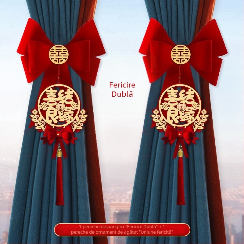 Ghirlandă decor pentru perdea de nuntă – țesătură nețesută, Snow Top, cuvinte de fericire, fără import