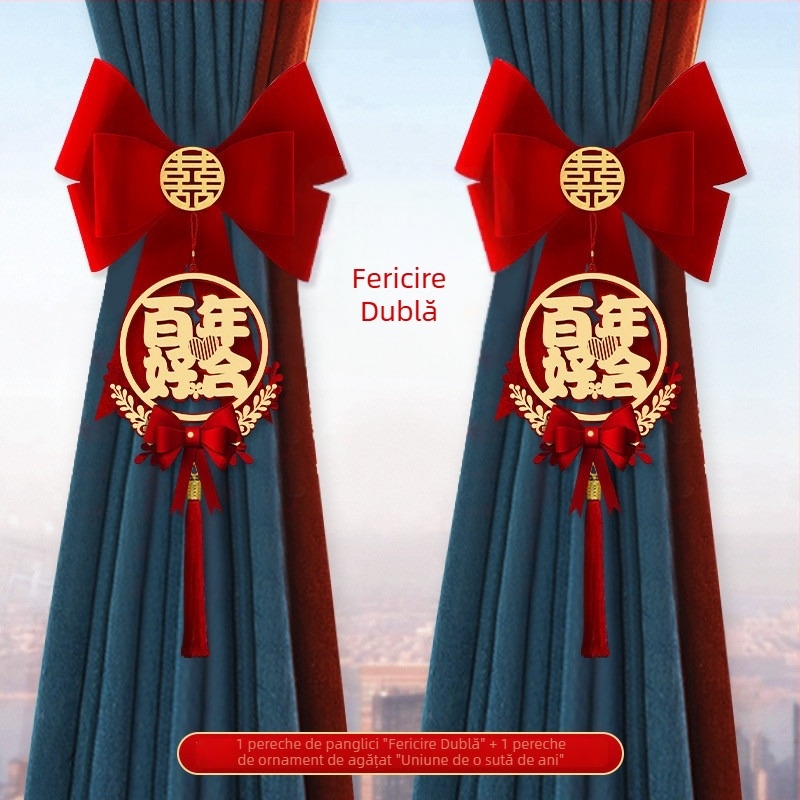 Ghirlandă decor pentru perdea de nuntă – țesătură nețesută, Snow Top, cuvinte de fericire, fără import