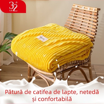Cuvertură din Coral Fleece, culoare lapte, pentru cămin, patru anotimpuri, un singur exemplar