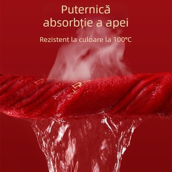 Set de prosoape de baie din bumbac 100% pentru cupluri – 4 piese, cadou de nuntă, înveliș roșu, pentru uz casnic, ediția 2025