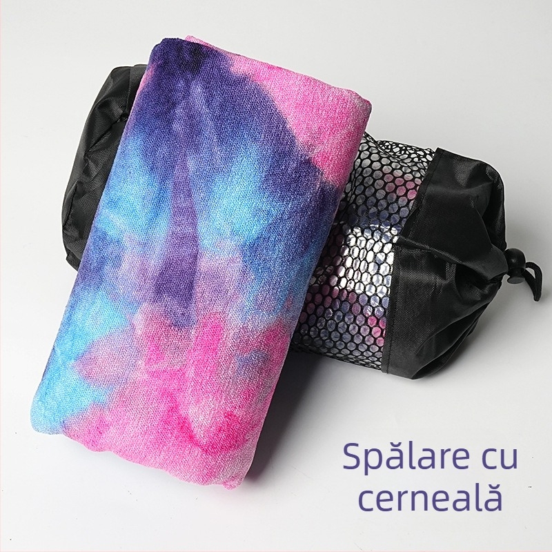 Prosop de yoga tie-dye antiderapant, microfibră, 470 g