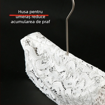 Husă de umeraș din material textil: husă antiderapantă din in și dantelă, bumbac, set 10 bucăți, potrivită pentru umerașe de haine, suporturi pentru pantaloni și suporturi pentru cravate
