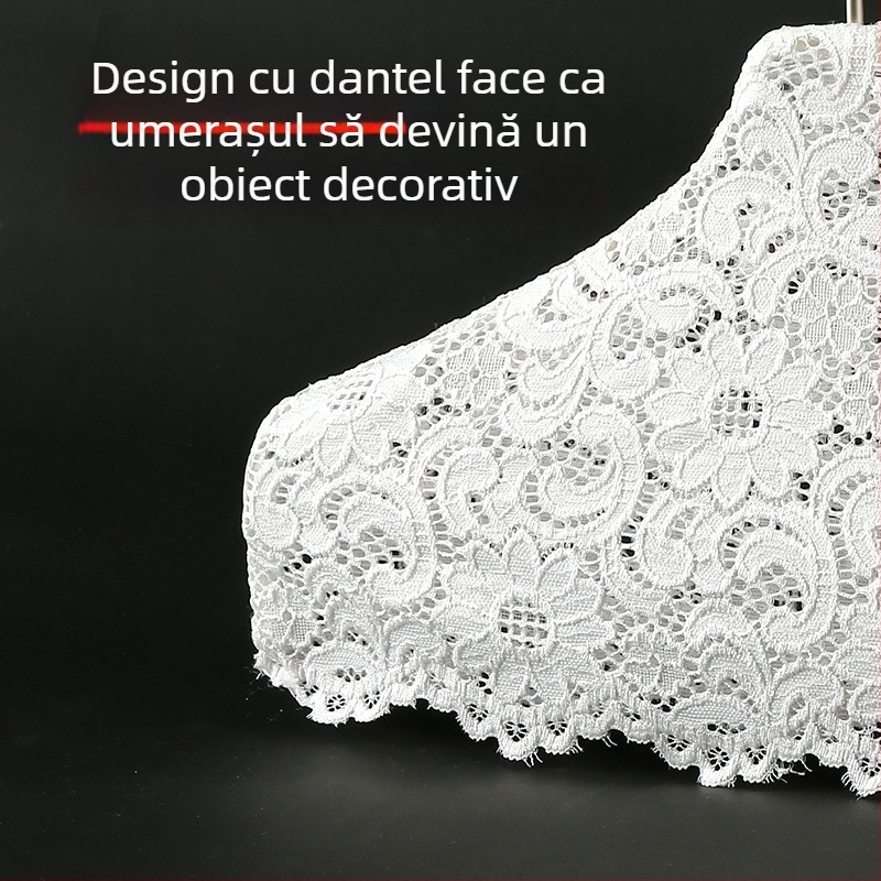 Husă de umeraș din material textil: husă antiderapantă din in și dantelă, bumbac, set 10 bucăți, potrivită pentru umerașe de haine, suporturi pentru pantaloni și suporturi pentru cravate